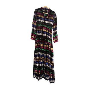 DoDo Bar Or Black Metallic Cocktail Maxi Dress Size 44 Or US Size 8